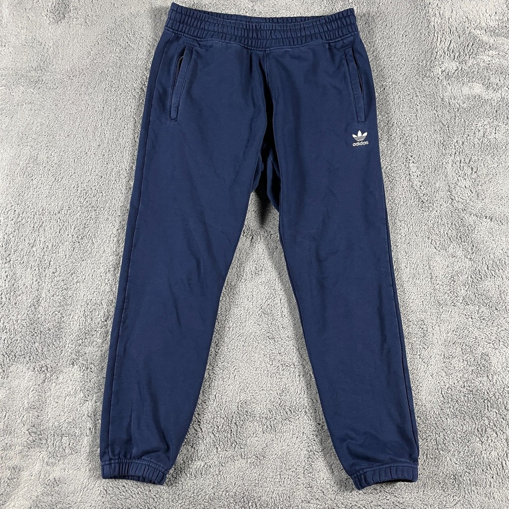Adidas Originals Trefoil Sweatpants Mens Large Navy Blue Fleece Lined Drawstring